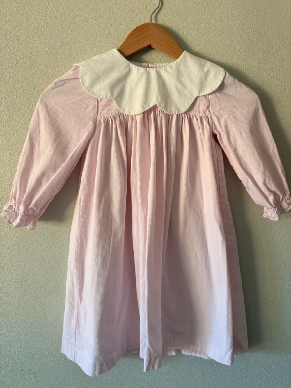 Sophie and Lucas Light Pink 100 cotton Girls' Dress White Scalloped Collar